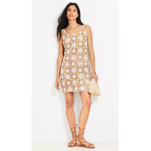 Loft Crochet Granny Squares Tank Mini Dress 16 - NEW - Picture 2 of 13